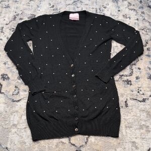 Romeo & Juliet Couture ✨ Black Pearl Embellished Cardigan – Small